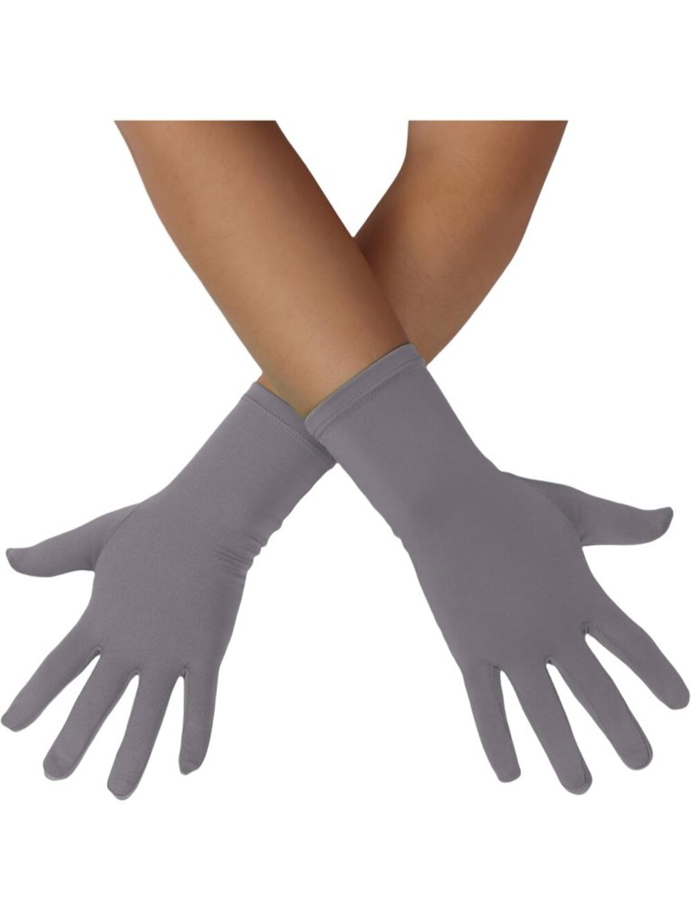 Men's and Women's Grey Length Spandex Stretch Halloween Wedding Prom Gloves